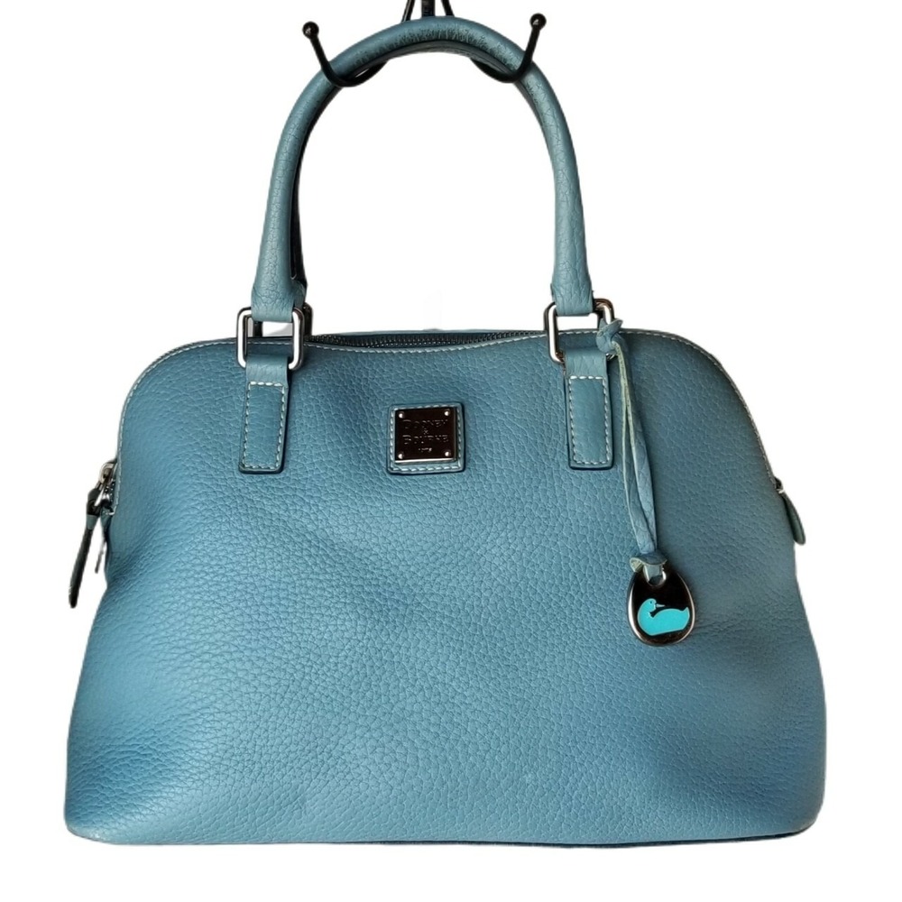 DOONEY & BOURKE Handbag Blue Pebble Grain Leather Zip Around Satchel 13x9x6 VTG